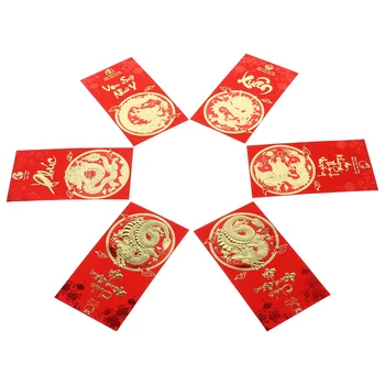 6 יח ' מתנה 2024 פסטיבל האביב אדום מעטפה השנה החדשה חבילת לאטום את השקית מזל מעטפות כסף גדול סיני מנות הילד