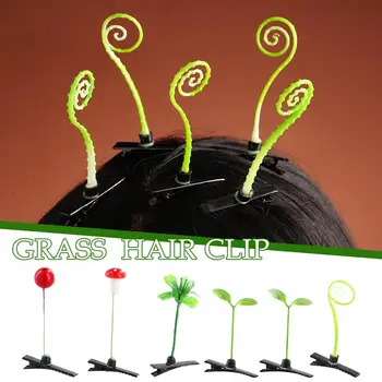 5pcs דשא קליפ שיער צמח נבט שעועית קליפ חמוד פטריות סיכת הראש לנשים הכובעים שיער קוריאנים אביזרים לשיער