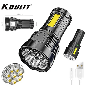 KDULIT Multi Core סופר מבריק, פנס נטען פונקציה רב LED ארוך טווח פנס סוללה תצוגת קוב הפנס