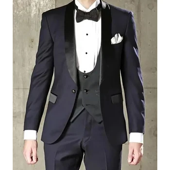 האחרון חליפה של גבר דש שטוח Slim Fit זכר בריטי בסגנון בוטיק אופנה חתונה סט קלאסי בלייזר גברים בגדי מעצבים