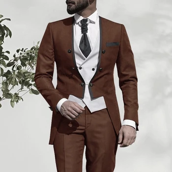 2023 קיץ גברים חליפות חתונה חליפות חתן Slim Fit חליפת עסקים חליפה לגברים 3 חתיכה （בלייזר+ אפוד+ מכנסיים）תחפושת Homme