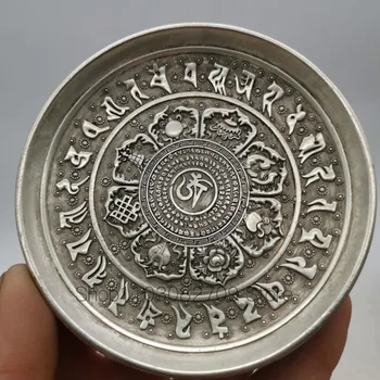 סין טיבט כסף שונים הדרקון פסל בודהה סילבר דולר מטבע צלחת מתכת אמנות המשפחה קישוט