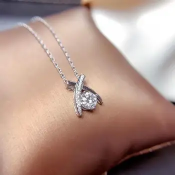 2020 החדש בסגנון moissanite השרשרת לנשים תכשיטים אמיתי 925 כסף מבריק פנינה ילדה השרשרת כמה אהבה מתנה 5X5mm פנינה גודל