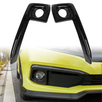 2Pcs/זוג המכונית הקדמי אור ערפל מנורה לכסות את סיבי פחמן ABS קישוט עבור הונדה סיוויק 2019 2020 2021