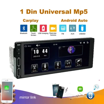 Carnovo 6.86 אינץ רדיו במכונית Din 1 CarPlay אנדרואיד אוטומטי מולטימדיה נגן Bluetooth MirrorLink מקלט FM עבור פולקסווגן ניסן