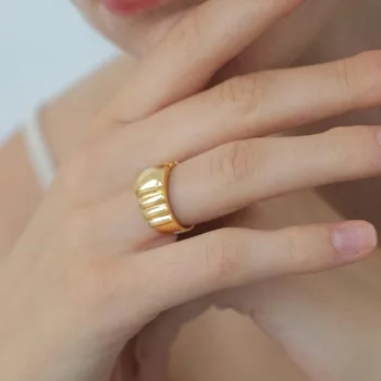 זהב צבע כסוף צבע גיאומטריים אצבע נירוסטה פשוטה Roung טבעות לנשים באיכות מעולה אופנה חדש קוריאני