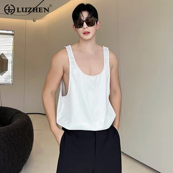 LUZHEN 2024 אופנה הקיץ חופשי מזדמן גופיות גברים באיכות גבוהה פשוט אלגנטי קוריאני טרנדי אפוד ללא שרוולים T-shirt 72bcb4