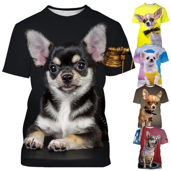 אופנה חדשה חיה כלב צ ' יוואווה 3d הדפסת חולצת הטריקו של גברים קיץ מזדמן קצר שרוול חולצת הטריקו
