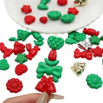 4PCS צבע כוכב קשת ממתקים פעמונים אוהב פרח Spacer חרוזים DIY עגיל התכשיטים אביזרי חג המולד מחלקות חרוזים