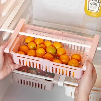במטבח מקרר אחסון המארגנים במגירת המקרר סלים מתלה ארגונית ביצים פירות במקרר מדף הבית מחזיקי אביזרים