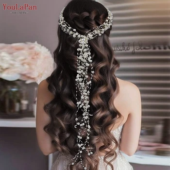 YouLaPan כלה אביזרי שיער פנינה בגימור אישה שיער גפן חרוזים ציצית זר חתונה שמלת שושבינה כלה ראש HP538