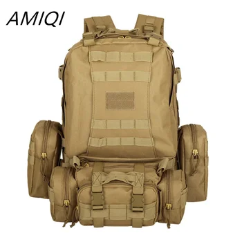 AMIQI 50L טקטי תרמיל גברים הצבאית של התרמיל 4 1Molle ספורט טקטי תיק טיולים חיצוני טיפוס צבא תרמיל קמפינג