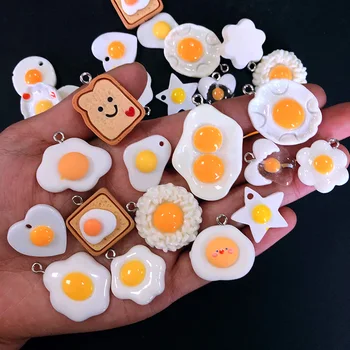 20styles לבבות כוכב ביצים מטוגנות טוסט שרף קסמי Mini חמוד מלאכותיים מזון תליון על העגיל מחזיק מפתחות Diy התכשיטים