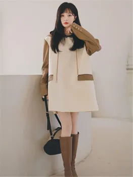 אופנה משולבים צבע ברדס סוודר ברדס המעיל 2023 אביב חדש לנשים אלגנטי אופנתי חופשי מקרית קוריאני סגנון החולצה 2103