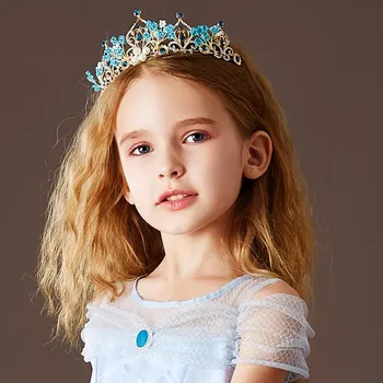סיטונאי ילדים ילדים להראות אביזרי שיער כחול כתרים בנות הניצוץ ריינסטון קריסטל קטנים הכתר