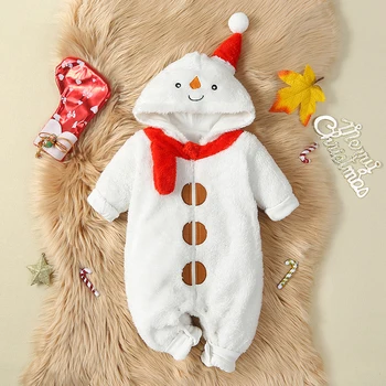 חג המולד תינוק ילדה שלג תחפושת רומפר חורף קפוצ ' ון לתינוק סרבל במשהו רומפר