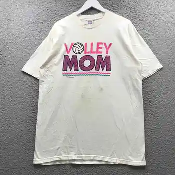 בציר 1996 מטח אמא חולצת נשים שרוול קצר XL צוואר צוות גרפי לבן