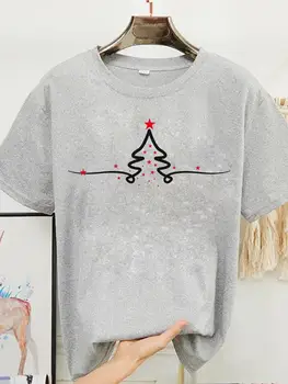 כוכב מקסים עץ מגמה חג שמח טי נשים עליון חולצת לבוש בגדי חג מודפס אופנה לשנה החדשה גרפי חולצות