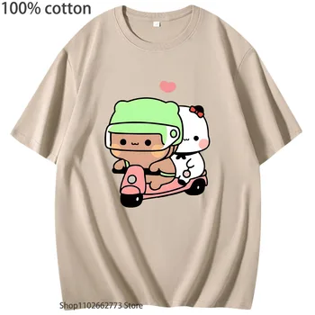 קריקטורה בובו ואת דודו חולצות דוב פנדה גרפי בגדי נשים Kawaii הדפסה טי קיץ 100% כותנה חולצת טי גברים מזדמנים ילדה החולצה