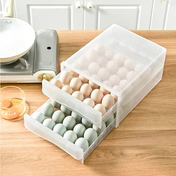 המגירה במטבח סוג ביצה קרטון משק מקרר מיוחד כיתה מזון שימור אחסון בקופסת פלסטיק שקוף ביצה קרטון
