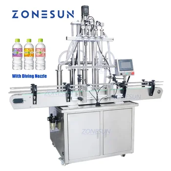 ZONESUN נוזלי מכונת מילוי אוטומטית 4 זריקות חרירי בוכנה שמפו קצף סבון שמן מאכל בקבוק מילוי עבור מוצרי קוסמטיקה