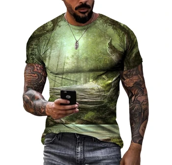גברים 3D מודפס אגדה העולם דפוס חולצה בקיץ עם שרוולים קצרים צוואר עגול היפ-הופ מזדמן העליון חולצה בגדים