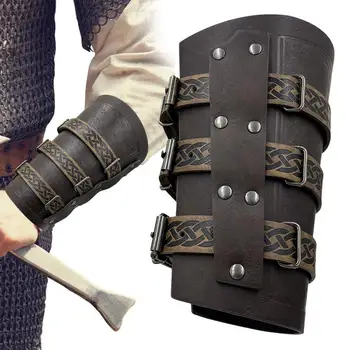 שכיר חרב דמוי עור הכפפה דמוי עור אביר שומרים רך מימי הביניים עור PU אבזם היד Bracers פנטזיה אירועים