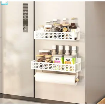 מגנטי לתבלינים מתכת חוסך מקום תיבול מתלים חסון אגרוף חינם המטבח ארגונית קופסא לאחסון במקרר