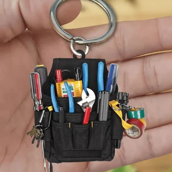 1Pc אקריליק מחזיק מפתחות ייחודי חשמלאי כלי Keyring חשמלאי כלי התיק תלוי תליון קישוט תיק אביזרים מתנה