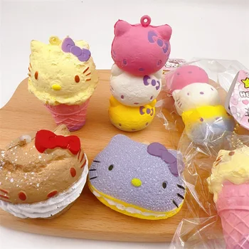 Sanrio מזון צעצוע תליון ירידת לחץ איטית ריבאונד הלו קיטי סימולציה גלידה לחם צעצוע אביזרים Kawaii מתנת יום הולדת.