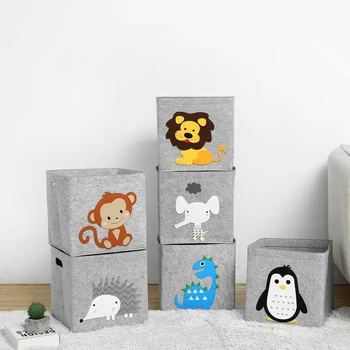 יצירתיים בעלי חיים קריקטורה תיבת אחסון הרגיש בד הקוביה ילדים מדף הבית ארון קיפול סל אחסון לילדים צעצועים ארגונית