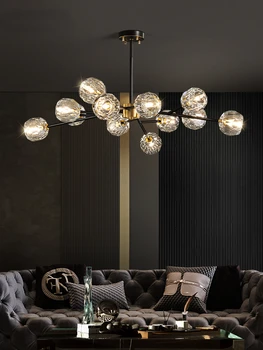 אור יוקרה בסלון נברשת קריסטל כל נחושת פוסט-מודרני פשוט מסעדה חדר השינה 2023 מנורות חדשות
