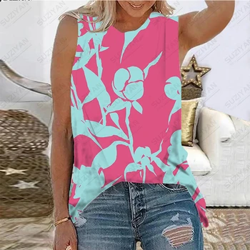 נשים קיץ חדש ללא שרוולים חולצת 3D מודפס צבעוני ציור שמן דיוקן רטרו החוף מזדמנים בסגנון של נשים סוודר עליון