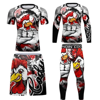 פריחה המשמר ג 'יו ג' יטסו גברים MMA חולצה+מכנסיים להגדיר איגרוף אומנויות לחימה קצרים Rashguard קיקבוקסינג גופיות Boxeo ספורט חליפות Bjj גי טי-שירט.