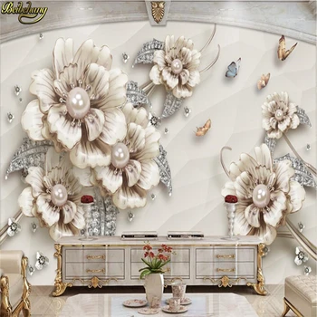 beibehang תמונה מותאמת אישית טפט קיר יוקרה סטריאו תכשיטי פרחים הטלוויזיה רקע קיר המסמכים דה parede קיר מסמכי עיצוב הבית