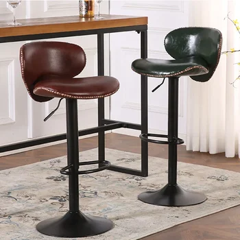 עיצוב ארגונומי כיסאות בר דלפק לפצות השולחן הבית גבוה רטרו כיסא סלון עור ארוחת בוקר Cadeira Silla רהיטים