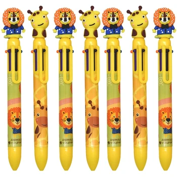 7PCS ' ירפה עטים צבעוניים עטים כדוריים 6 ב 1 צבע רב עטים אריה העט 6 צבעים נשלף עטים על הילדים בבית הספר.