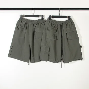 רחוק. ארכיון בסגנון מכנסי גברים געש לשטוף Workwear קצרים רב כיס צבאי בד פונקציונלי טקטיים קצרים.