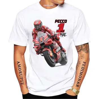 פרנצ ' סקו Pecco Bagnaia 1# GP 2023 חדש רוכב על טי-שירט היפ הופ ילד רוכב מזדמן חולצות אדם אופנוע ספורט מרוצי לבן Tees