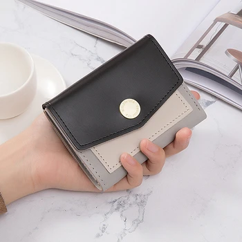 אופנה נשים קצר ארנק עור PU קטן ארנקים מיני Hasp רב-חריצי כרטיס אשראי מחזיק התיק מטבע כסף תיק קלאץ ' בשביל ילדה
