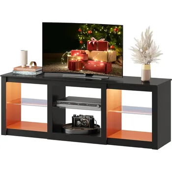 הרהיטים בסלון לטלוויזיה קישוט טלוויזיה עם אורות LED עבור טלוויזיות עד 65 אינץ מדיה קונסולה עם אחסון מדפי קיר