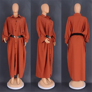 בתוספת גודל שמלות חולצה לנשים דובאי אפריקה שרוול ארוך Kaftan כפיות החלוק Africaine פאטאל 2023 אנקרה דאשיקי תלבושות