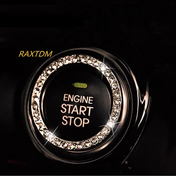 קריסטל מנוע מכונית מתחיל לעצור את מפתח ההצתה הטבעת עבור Samsung Huawei LED מיקרו קייבל