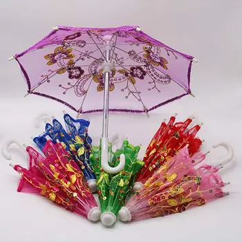 אופנה ילדים, מתנה, צעצועים, בובות רקום מטריות תחרה חדשה מטריה שמשיה בובה אביזרים