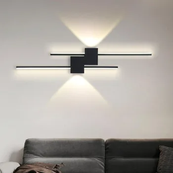 מודרני מינימליסטי LED אור הקיר זהב שחור עיצוב פנים מנורות מנורת קיר הסלון למעלה למטה אור פנימי עבור חדר השינה