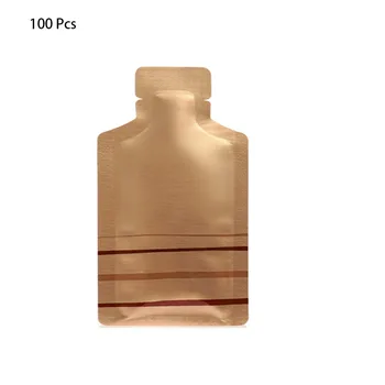 100Pcs הזהב פס אלומיניום שקיות חד פעמיות בתוך גודל 4.72x2.56 אינץ נוזלי שקיות אריזה קל לשימוש צורת הבקבוק