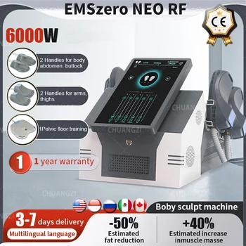 EMSzero 6000W היי-emt+RF EMS שריר עיצוב גוף המכונה עם 4Handles RF האגן StimulationPadsOptional סלון 2024